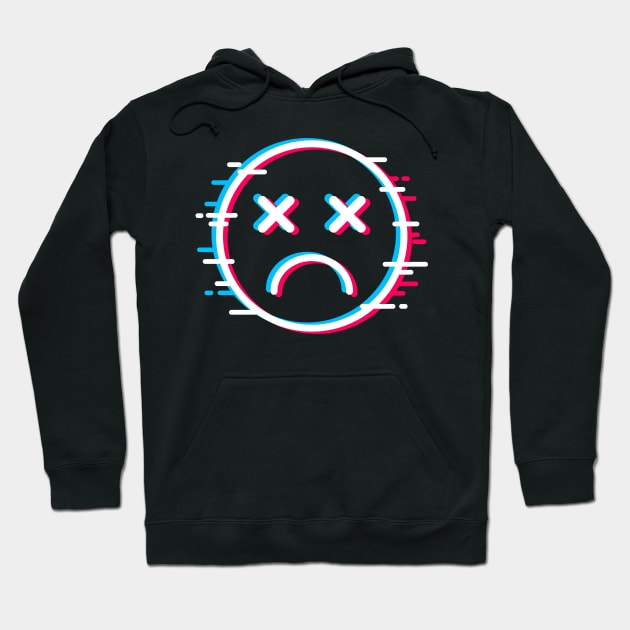 Glitch Face Dead Sad Hoodie by machmigo